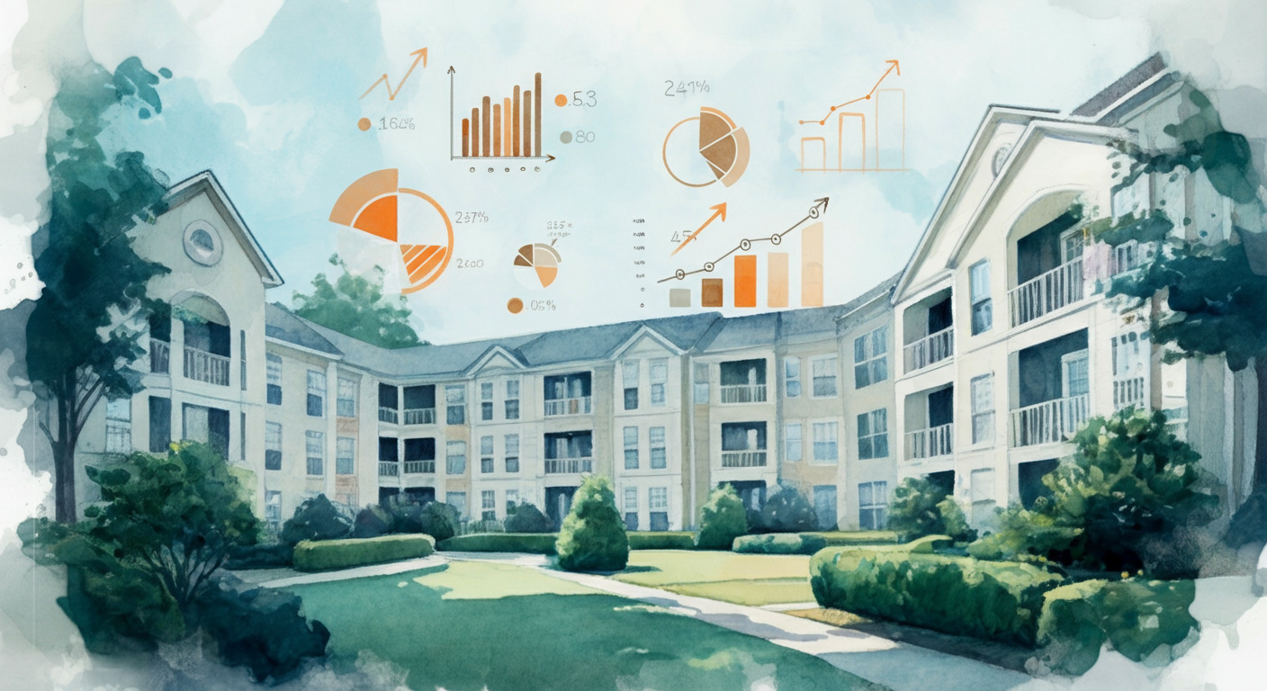 building with charts in the background